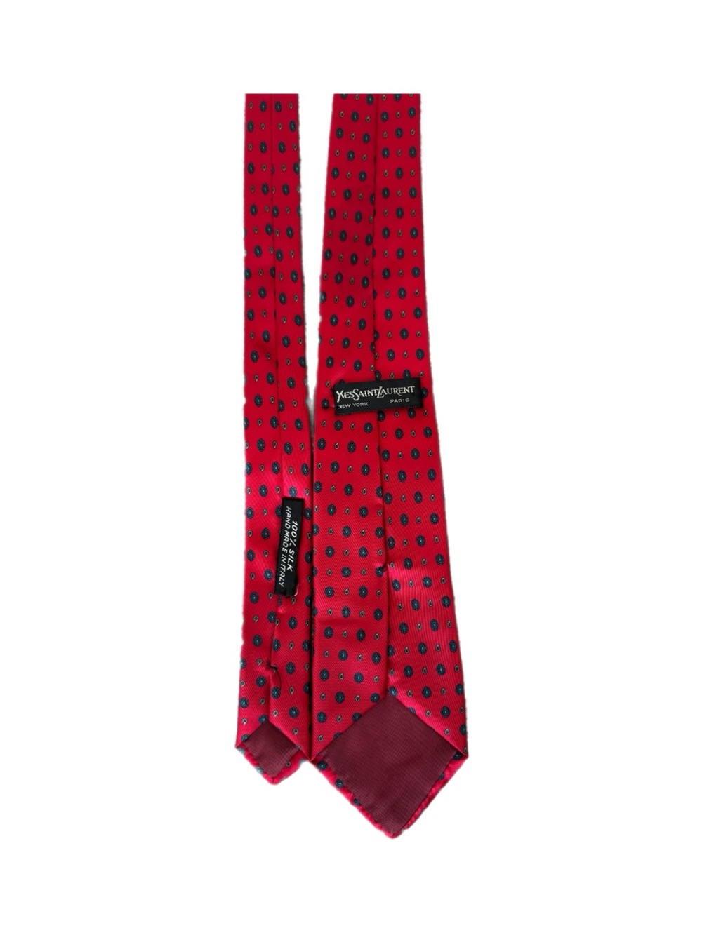 Yves Saint Laurent Red Silk Polka Dot Tie